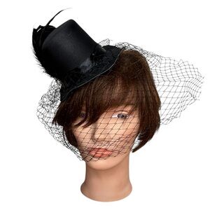 Mini Top Hat Hair Clip Feather Dancers Burlesque Showgirl Fascinator Magic